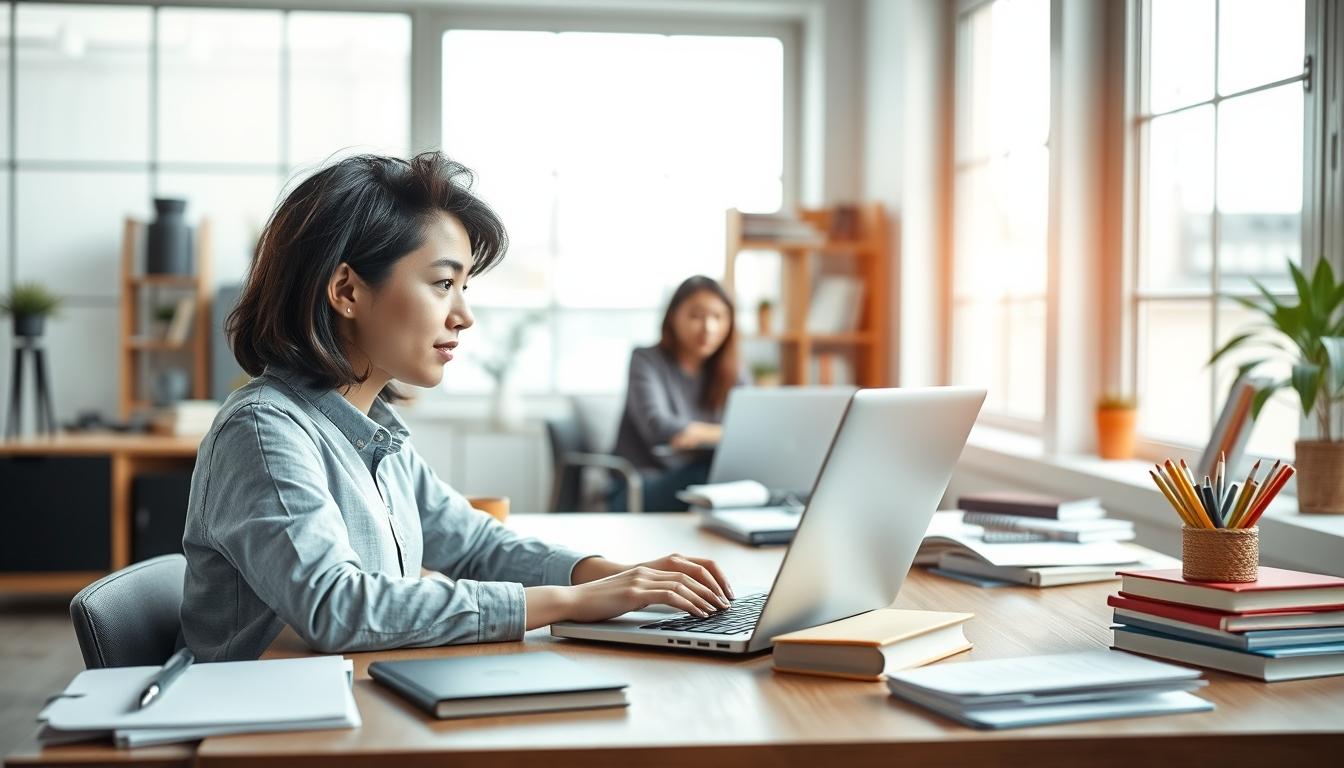 Student using learning strategies while studying